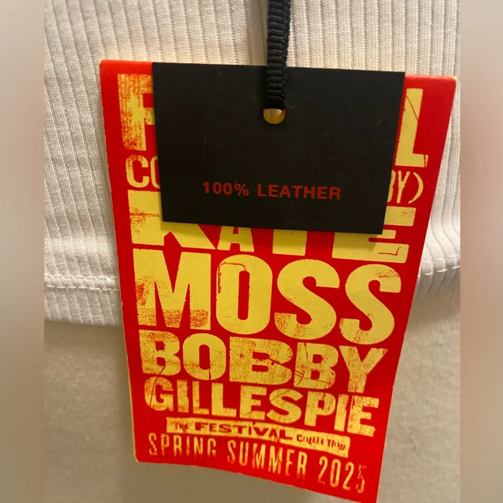 ZARA x KATE MOSS Black Leather Belt with Studs/Gold Charms - Size 34 (90) - NEW